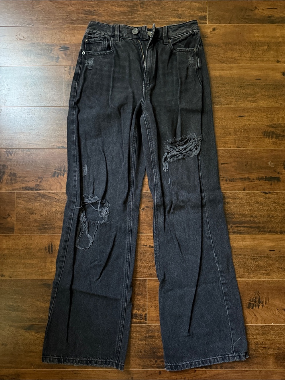 Garage Black Distressed Flare Jeans